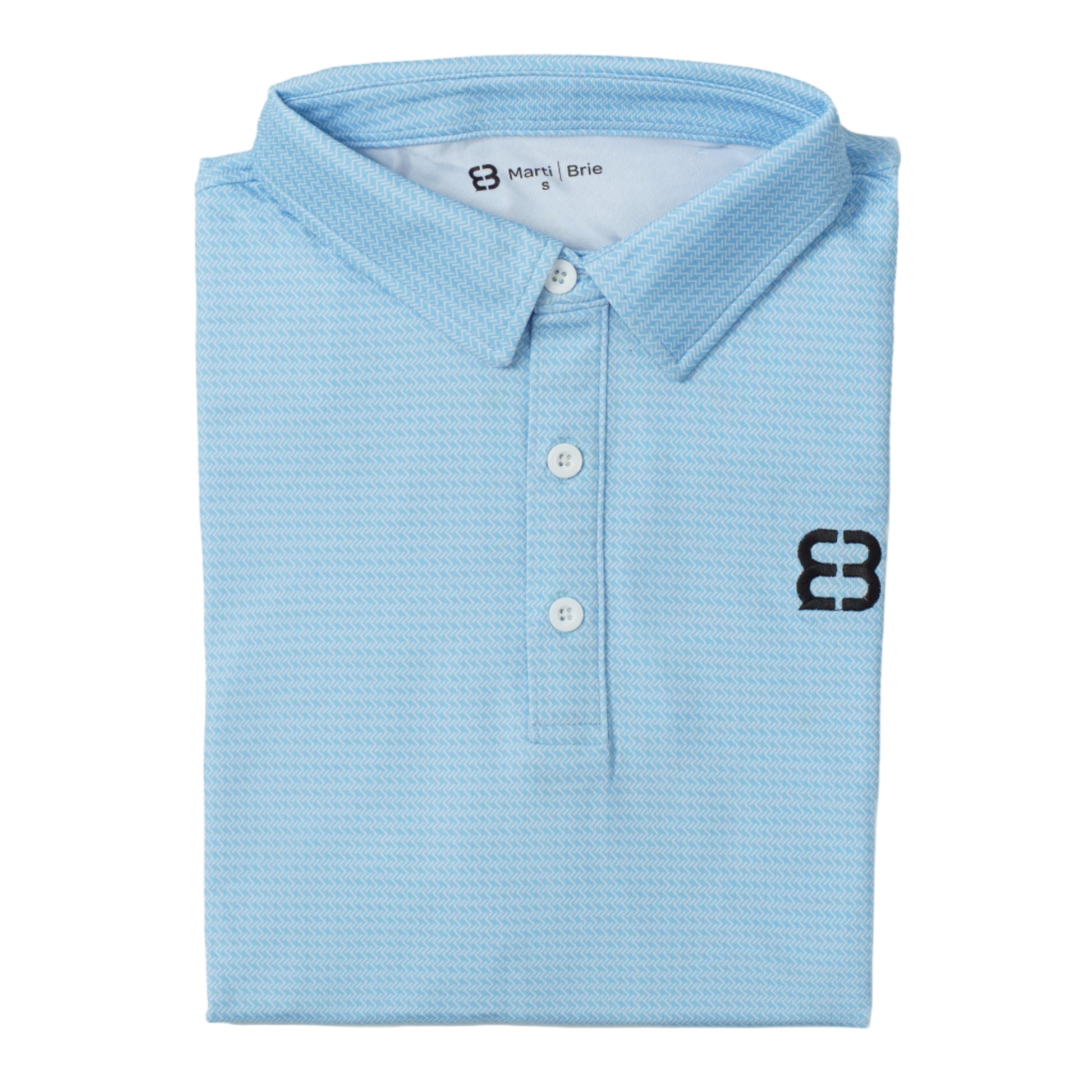 Folded Zigzag Blue Marti and Brie Polo in a white background