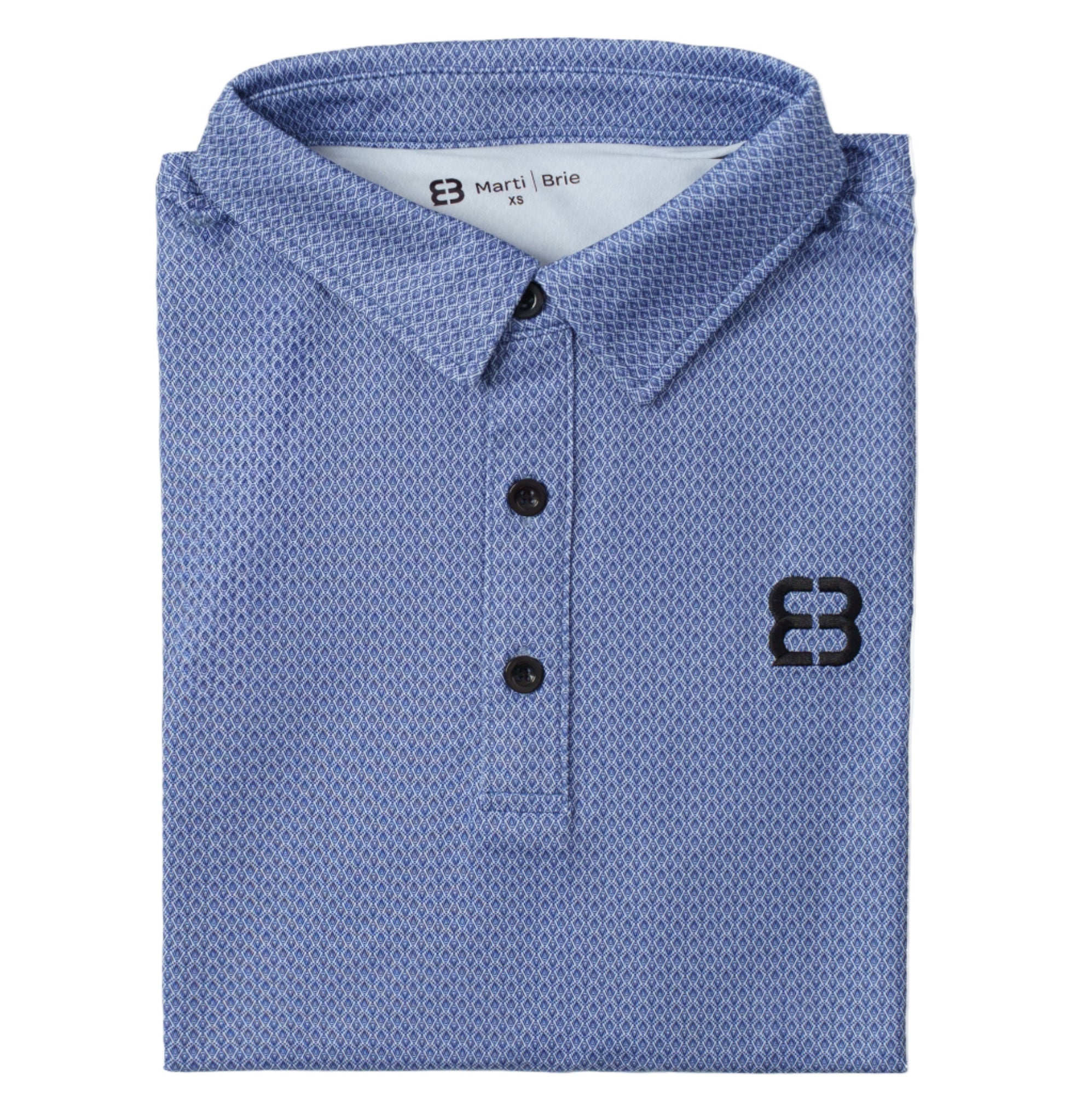 Folded Wavy Blue Marti and Brie shirt in a white background