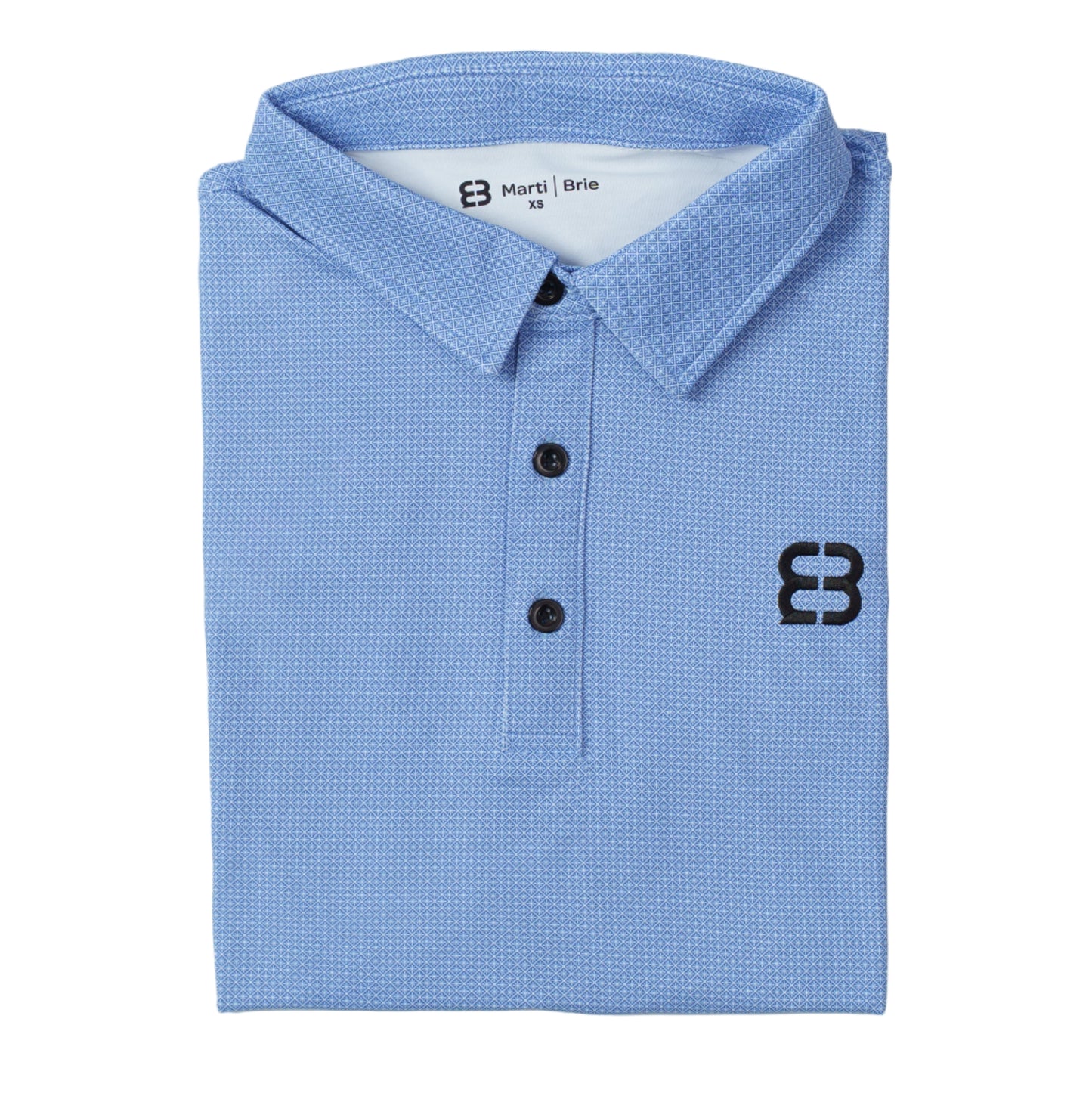 Folded Blue One Marti and Brie Polo in a white background