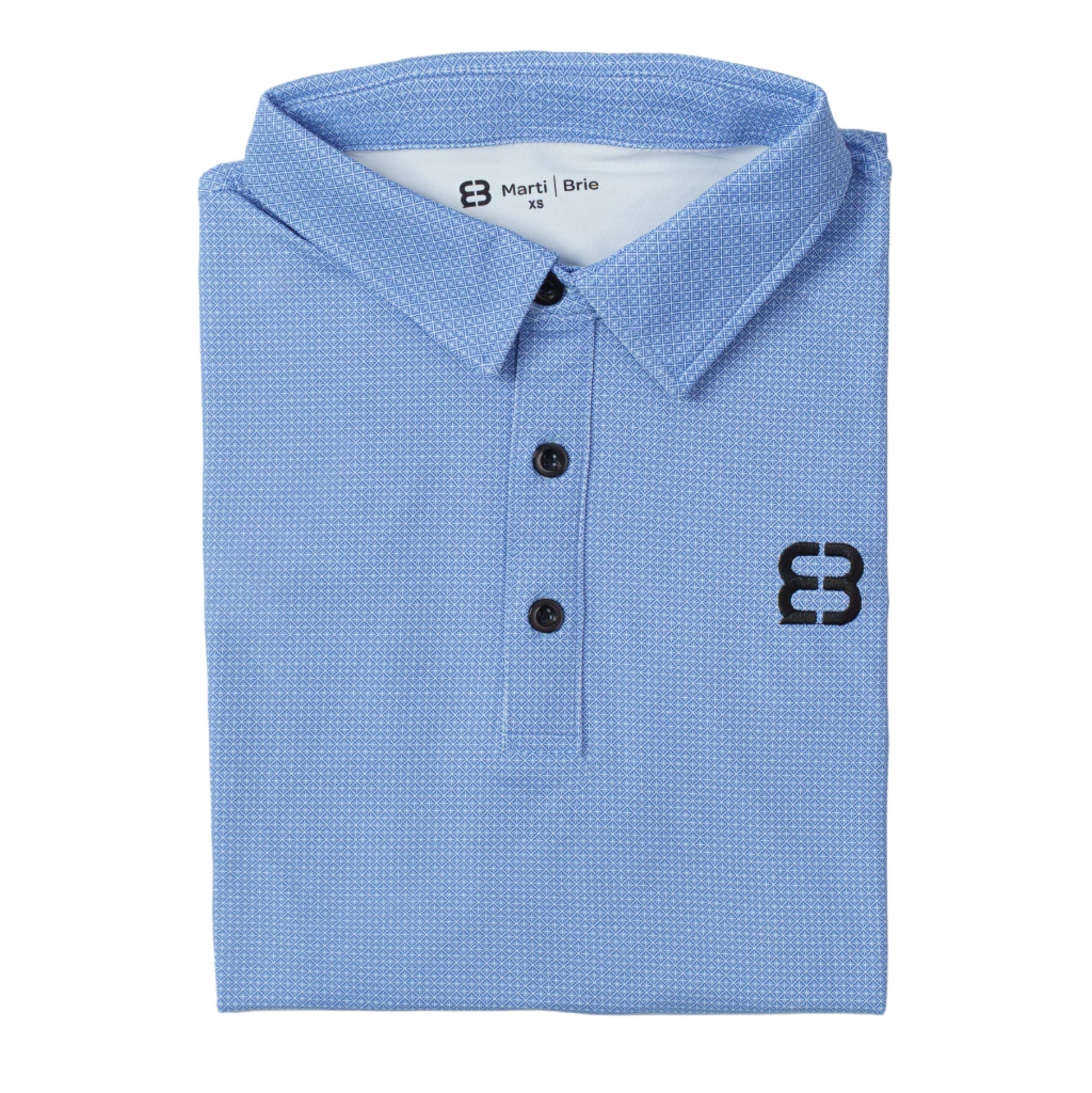 Folded Blue One Marti and Brie Polo in a white background