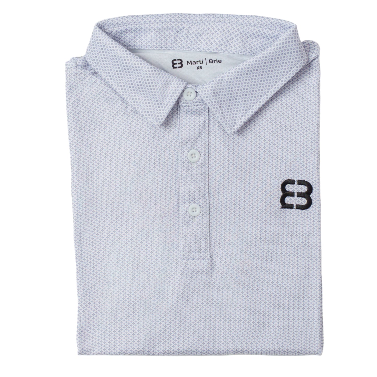 Folded White Pattern Marti and Brie Polo in a white background