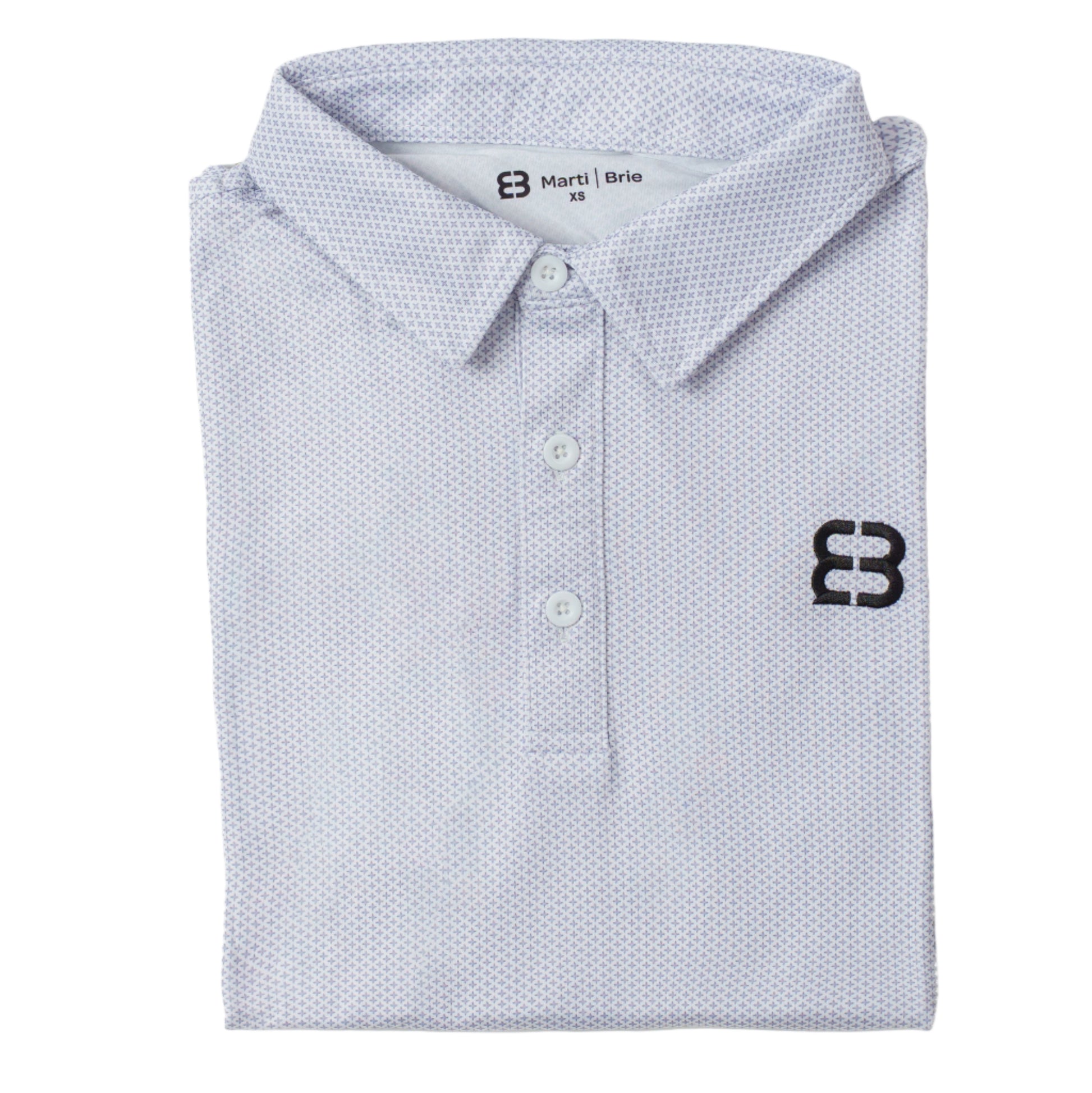Folded White Pattern Marti and Brie Polo in a white background