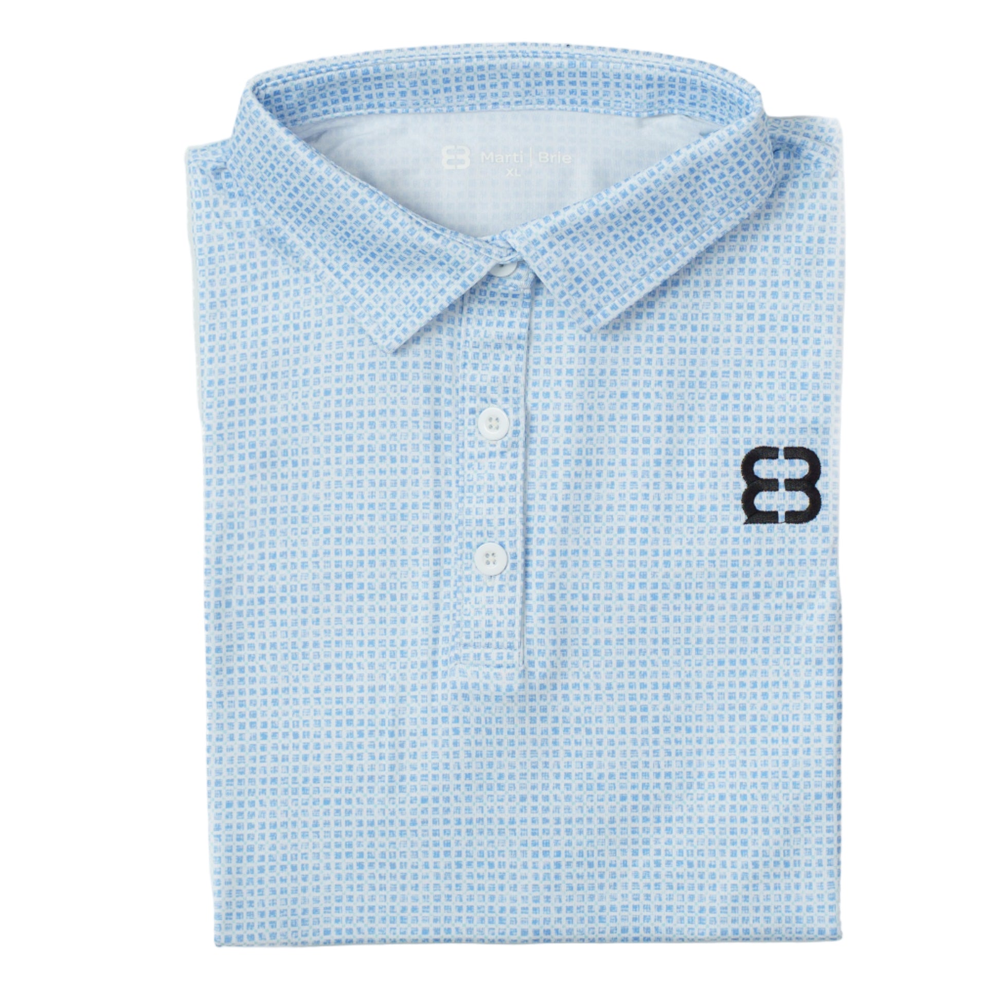 Folded Blue Squares Marti and Brie Polo in a white background